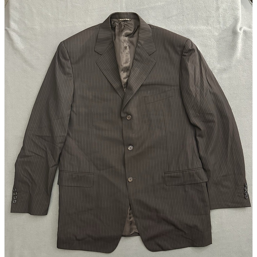 Canali Brown Striped Wool Blazer Jacket Sport Coat Mens 56L